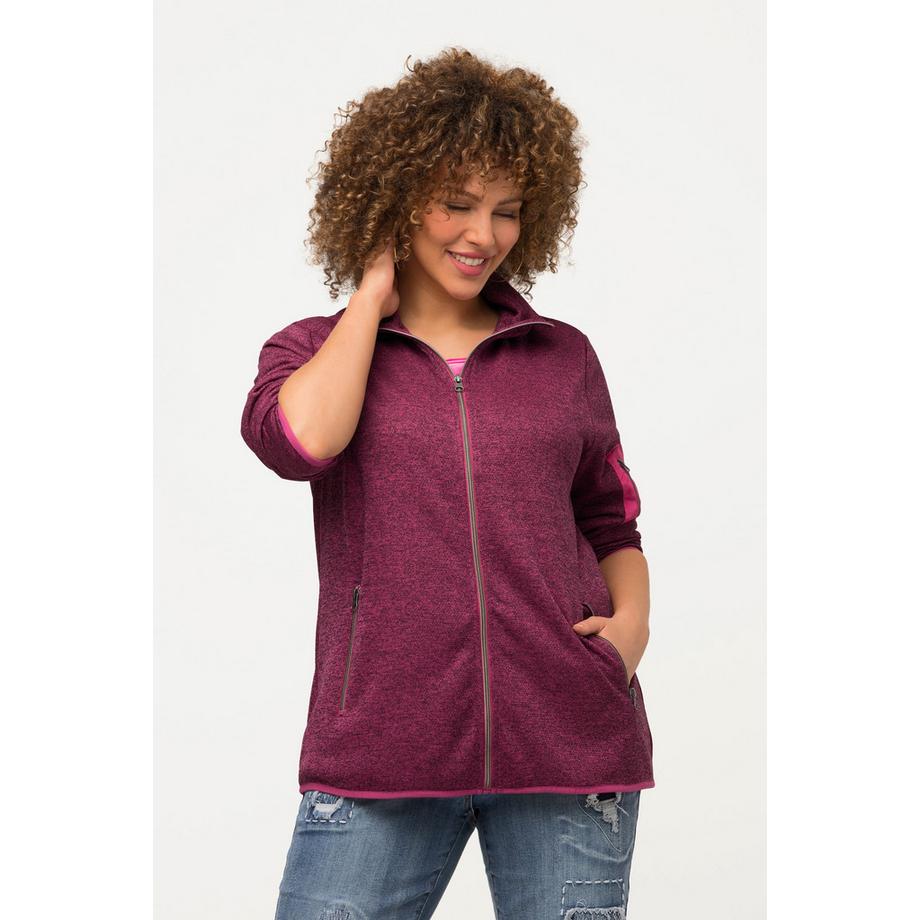 Ulla Popken Veste en maille polaire Col Montant Poches Zippées  