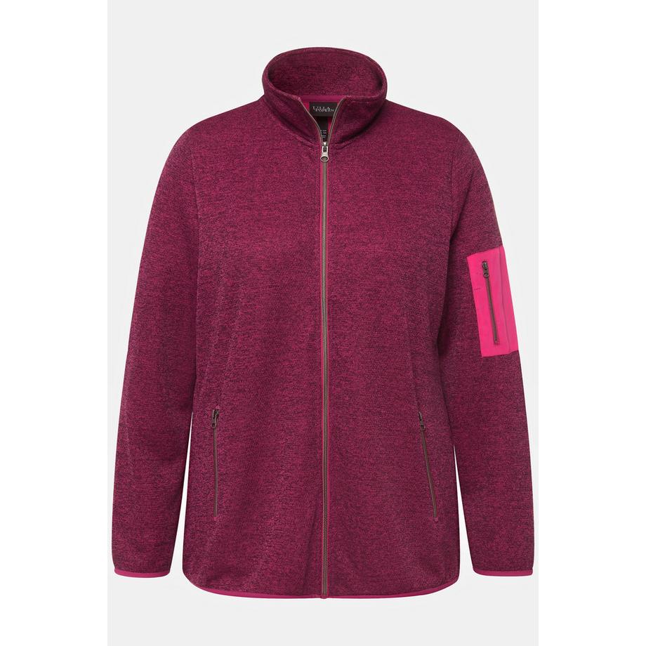 Ulla Popken Veste en maille polaire Col Montant Poches Zippées  