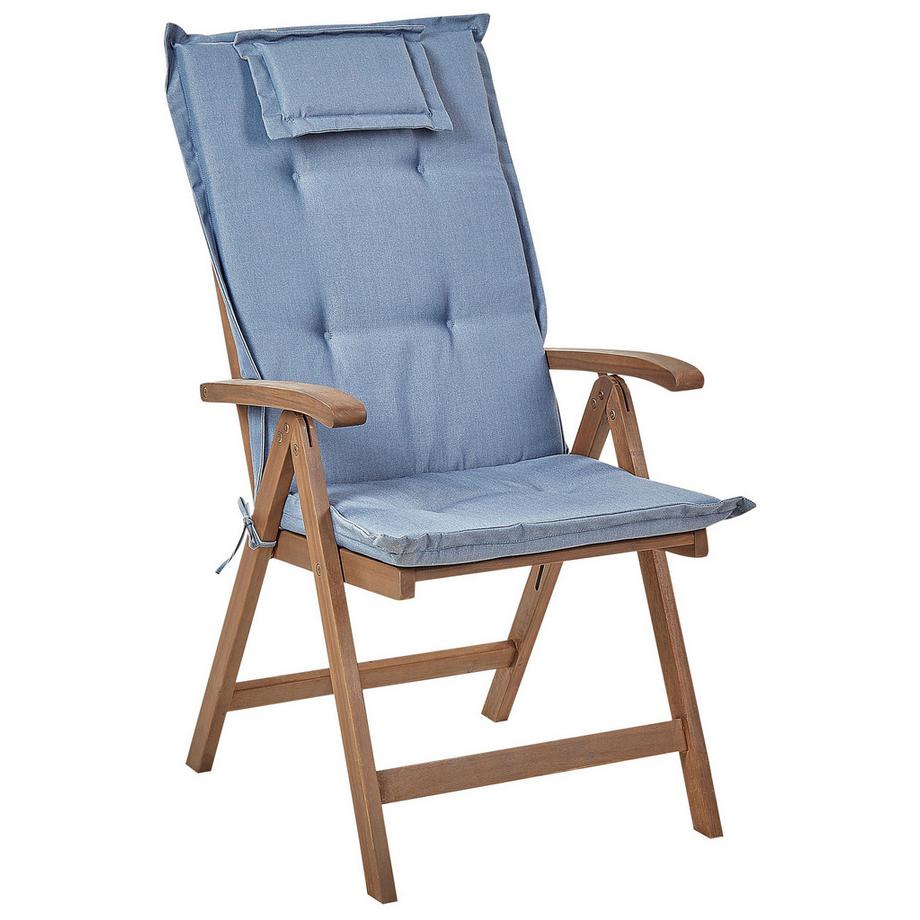 Beliani Lot de 2 chaises de jardin avec coussins en Acacia Rustique AMANTEA  
