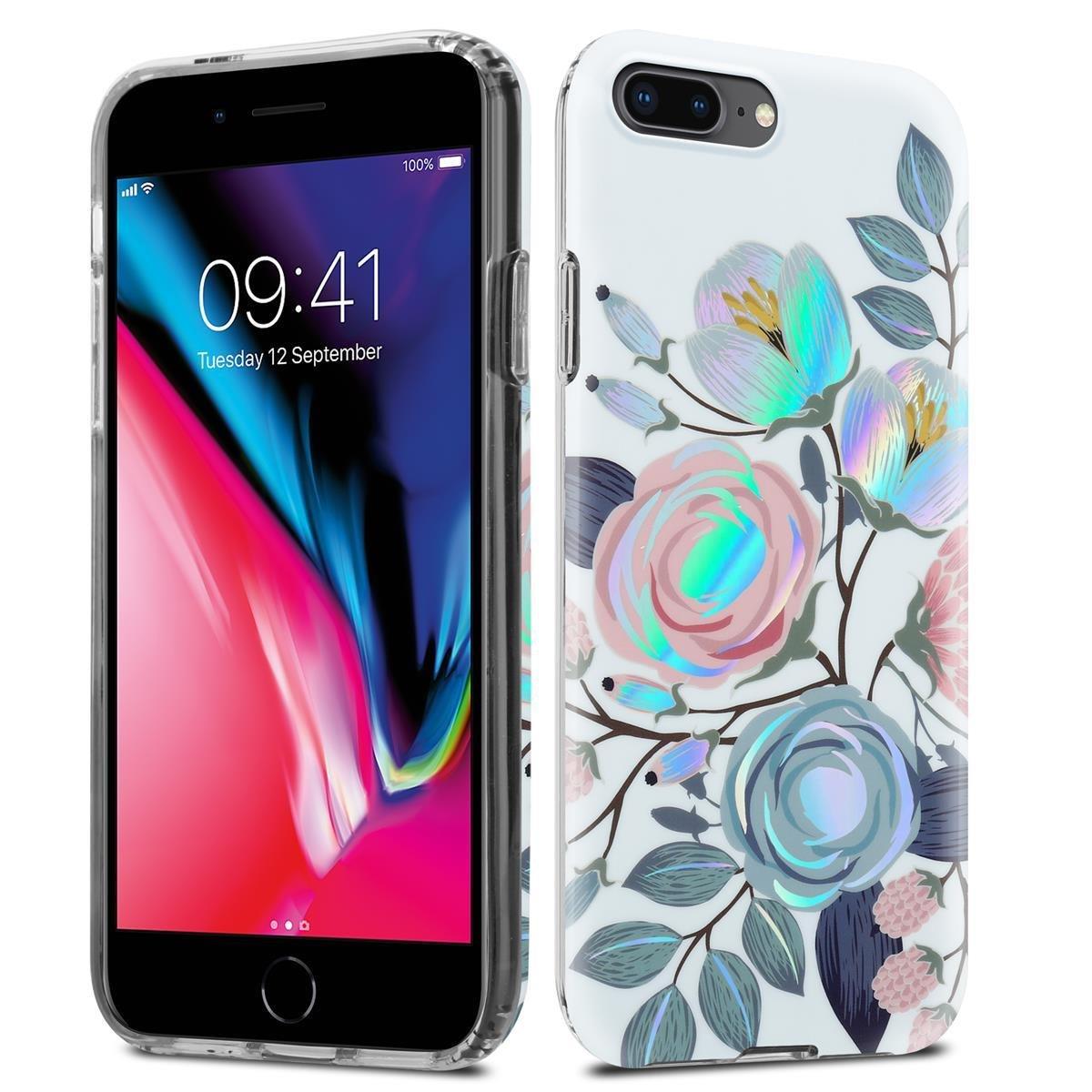 Cadorabo  Housse compatible avec Apple iPhone 7 PLUS / 7S PLUS / 8 PLUS - Coque de protection en silicone TPU avec motif floral 