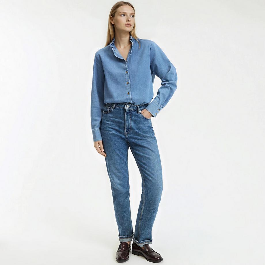 La Redoute Collections Langärmelige Bluse mit gerüschtem Stehkragen  