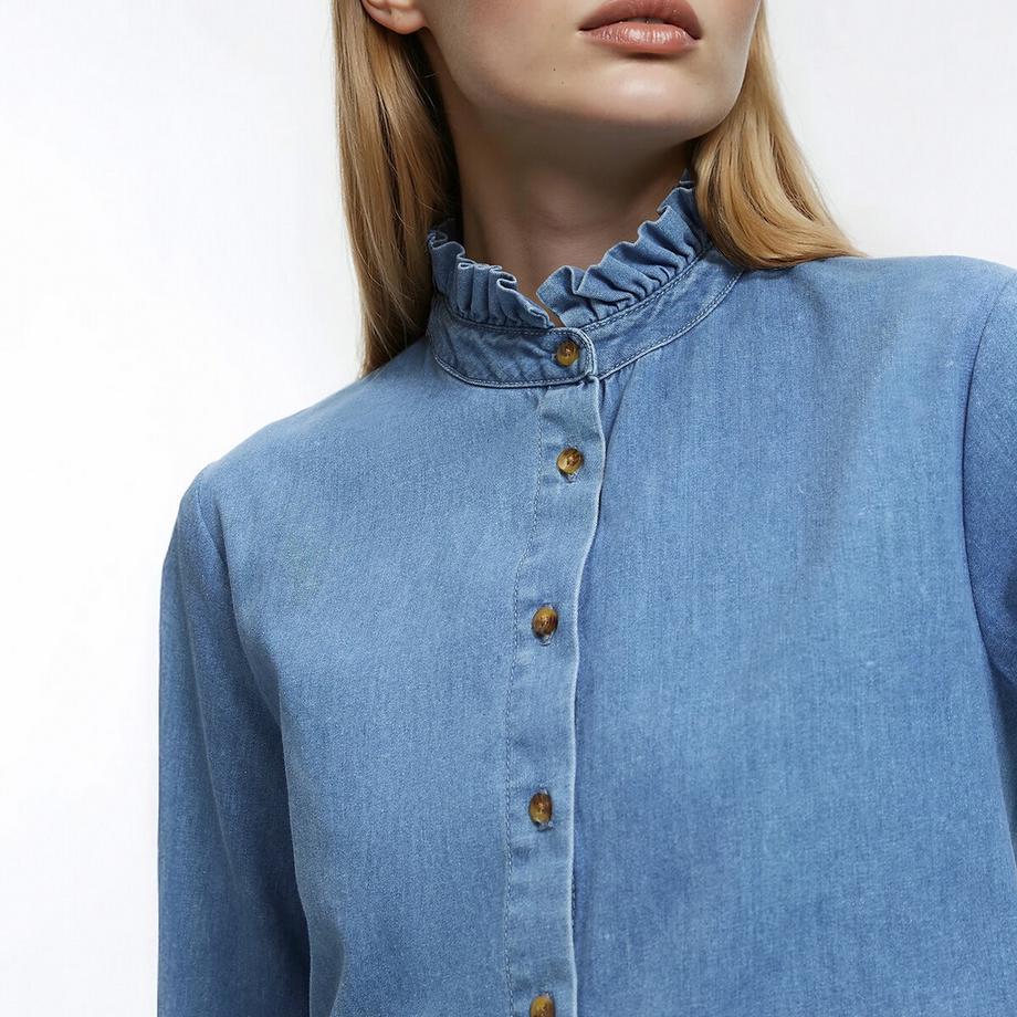 La Redoute Collections Langärmelige Bluse mit gerüschtem Stehkragen  