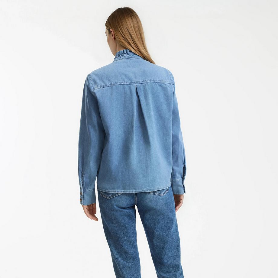 La Redoute Collections Langärmelige Bluse mit gerüschtem Stehkragen  