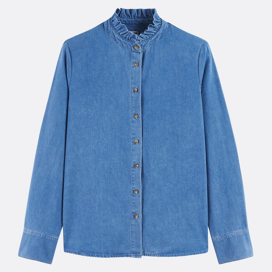 La Redoute Collections Langärmelige Bluse mit gerüschtem Stehkragen  