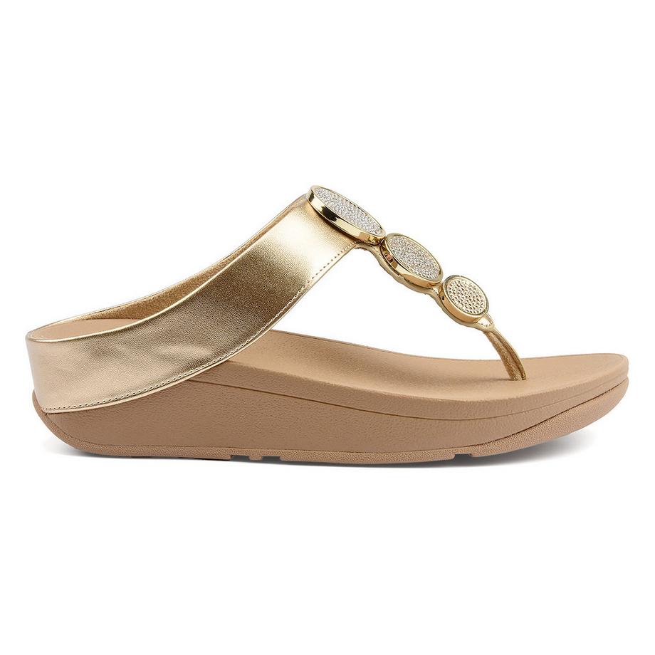 Bossi Halo Bead-Circle Metallic Toe-Post Sandalen  