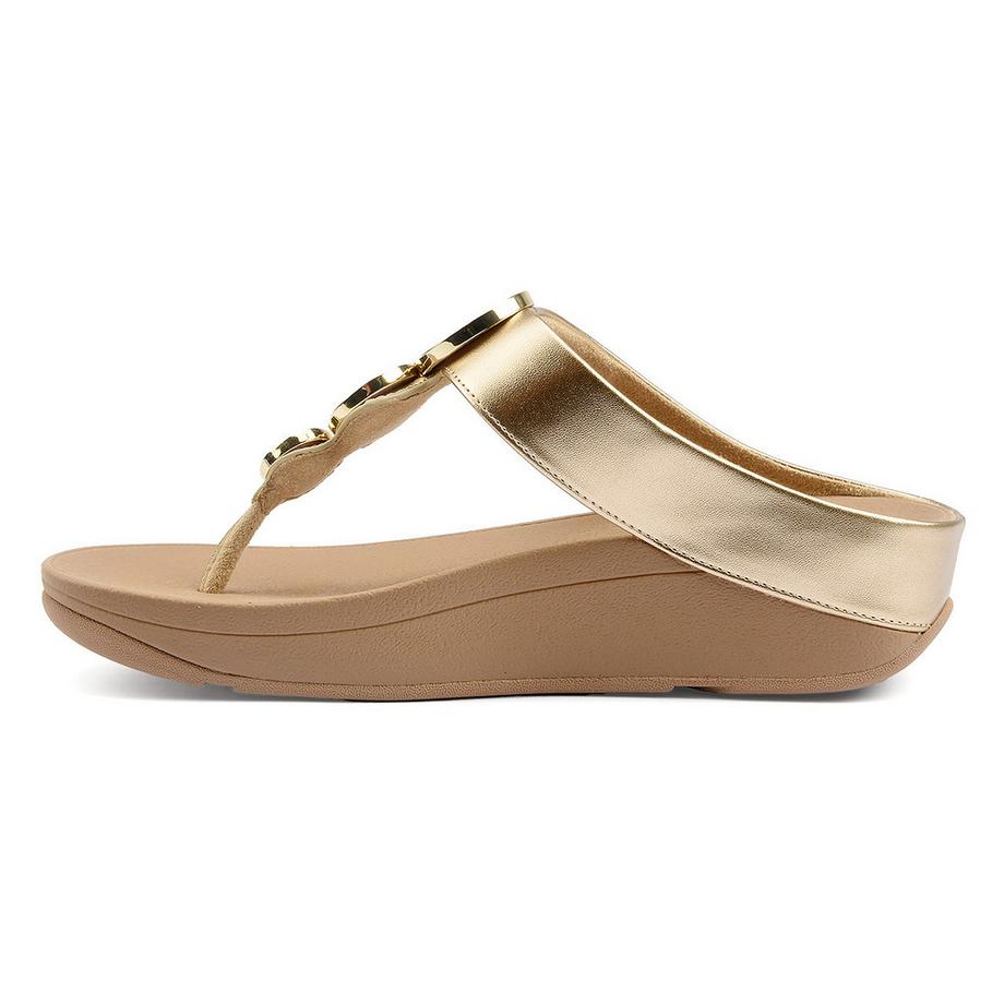 Bossi Halo Bead-Circle Metallic Toe-Post Sandalen  