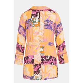 Ulla Popken Kimono Patchdruck A-Linie Schalkragen Langarm  