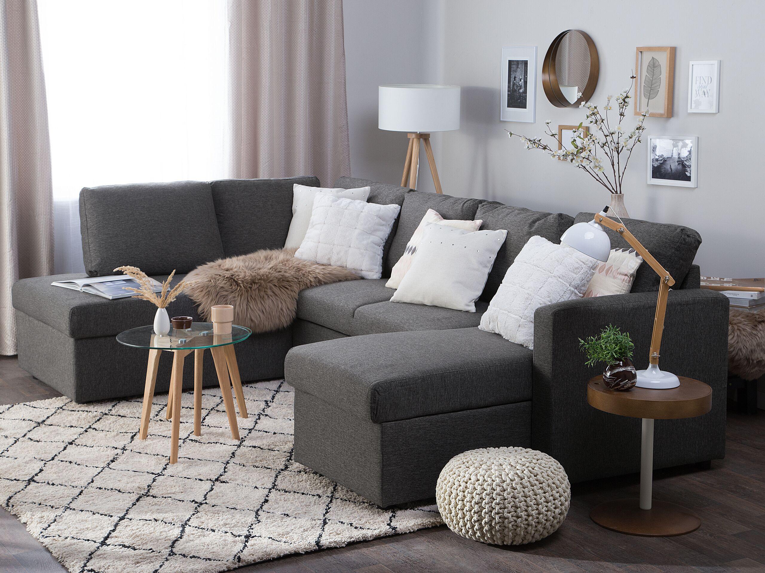 Beliani U-förmiges Sofa aus Polyester Modern KARRABO  