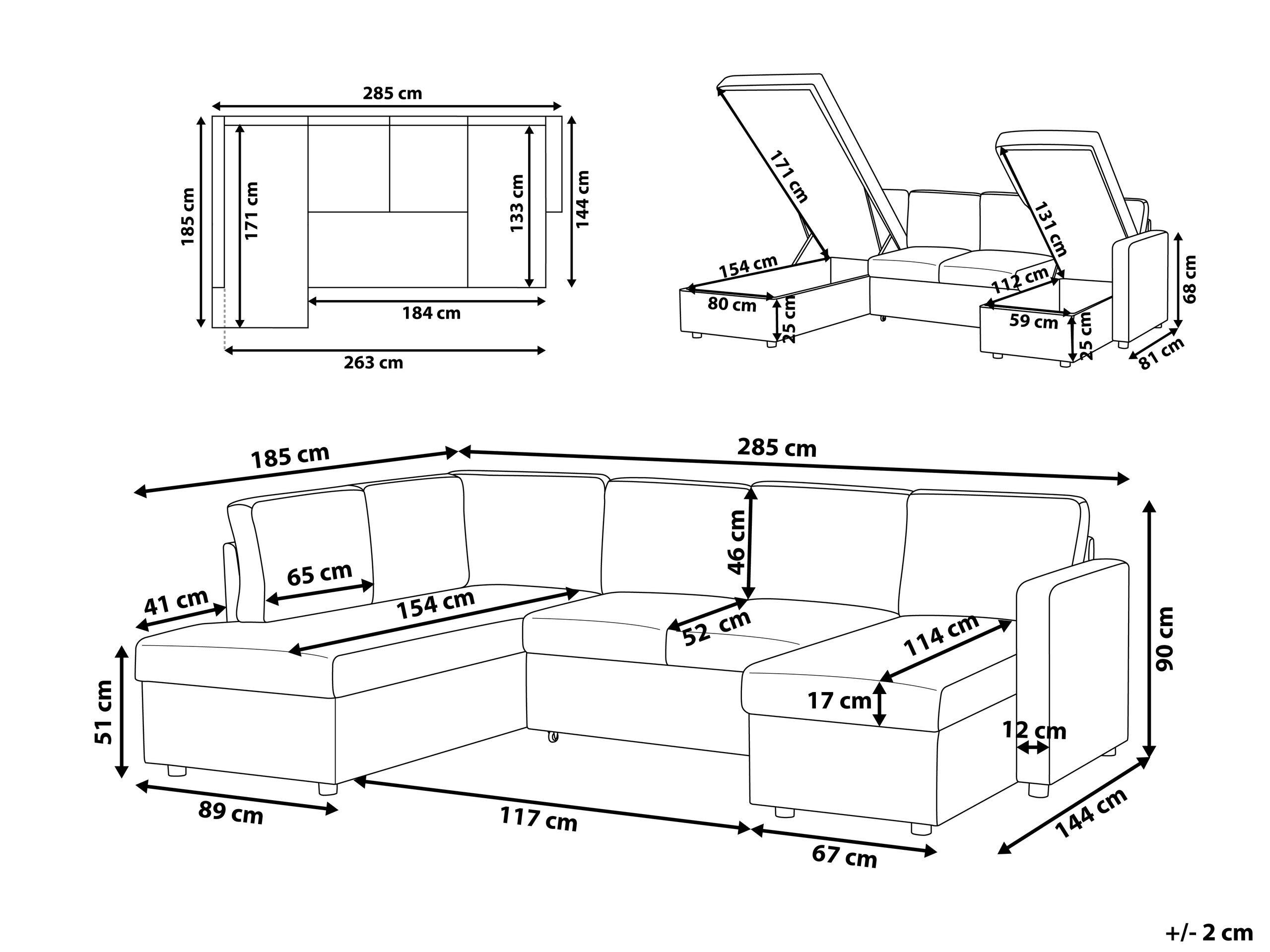 Beliani U-förmiges Sofa aus Polyester Skandinavisch KARRABO  