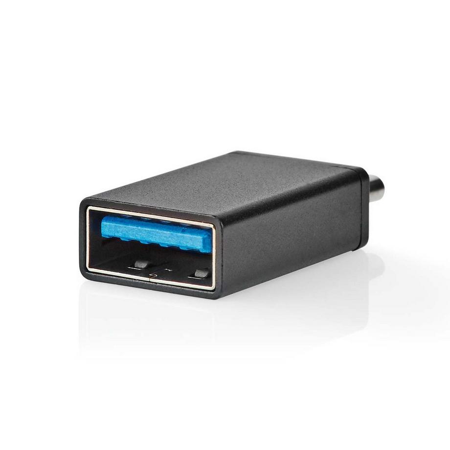 Nedis  Adaptateur USB-C™ | USB 3.2 Gen 1 | USB-C™ mâle | USB-A femelle | 5 Gbps | OTG | Rond | Nickelé | Noir | Boîte 