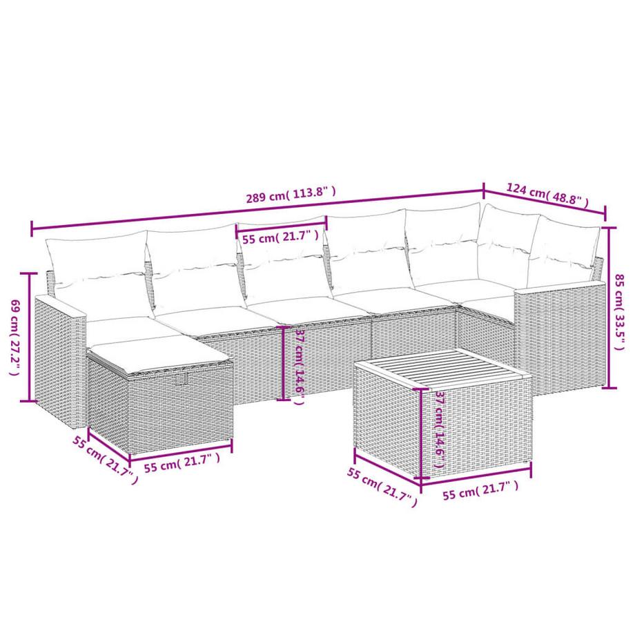 VidaXL set divano da giardino Polirattan  