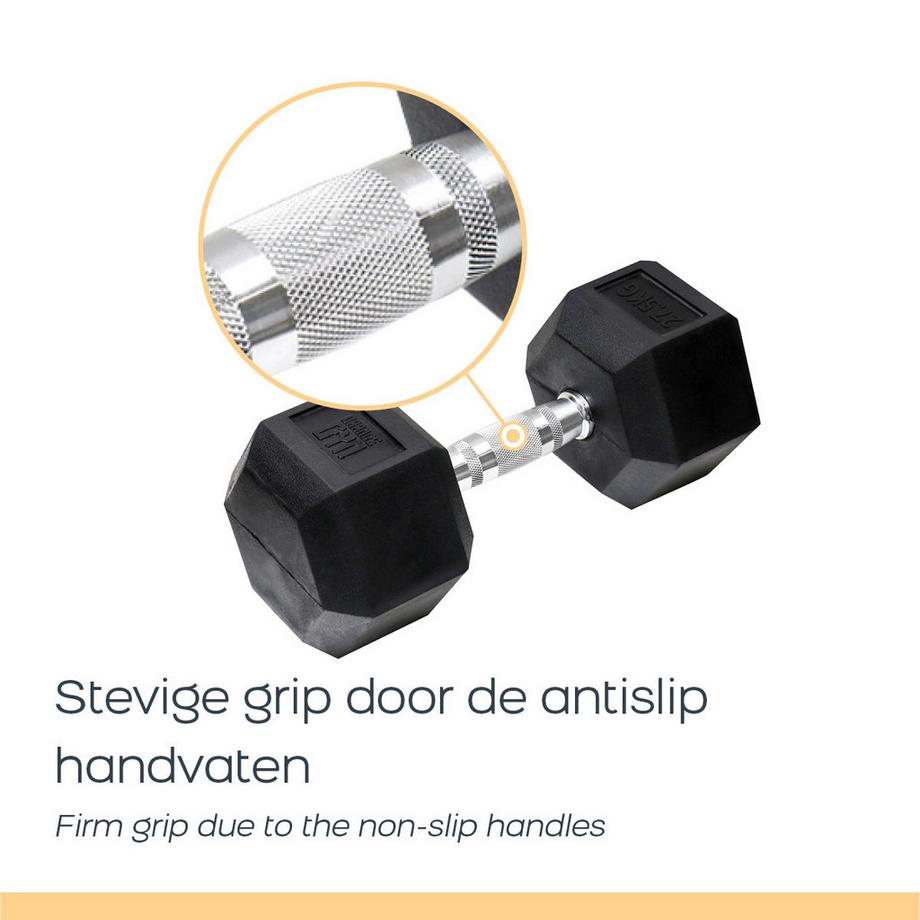 Northio  Hex-Hantel-Set mit gummibeschichteten Hanteln und verchromten Griffen 