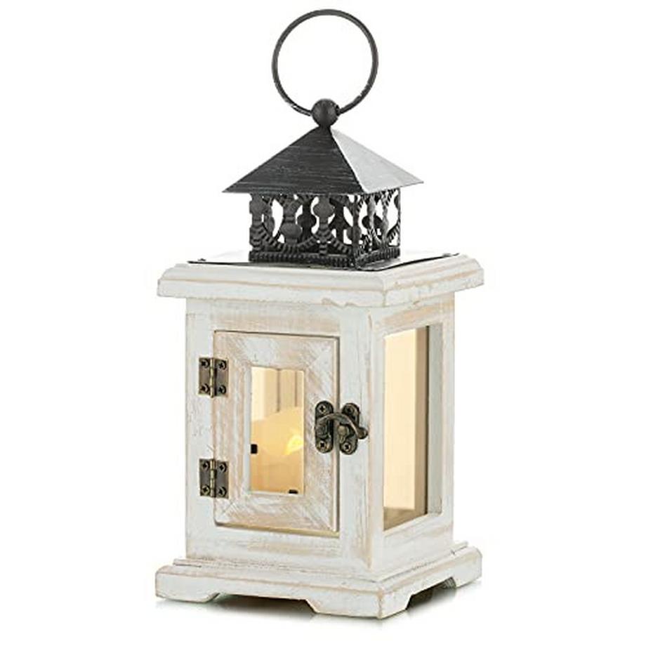 Alopini Holz Laterne Kerzenhalter Laterne Garten Laterne - Dekorative rustikale Distressed Vintage  