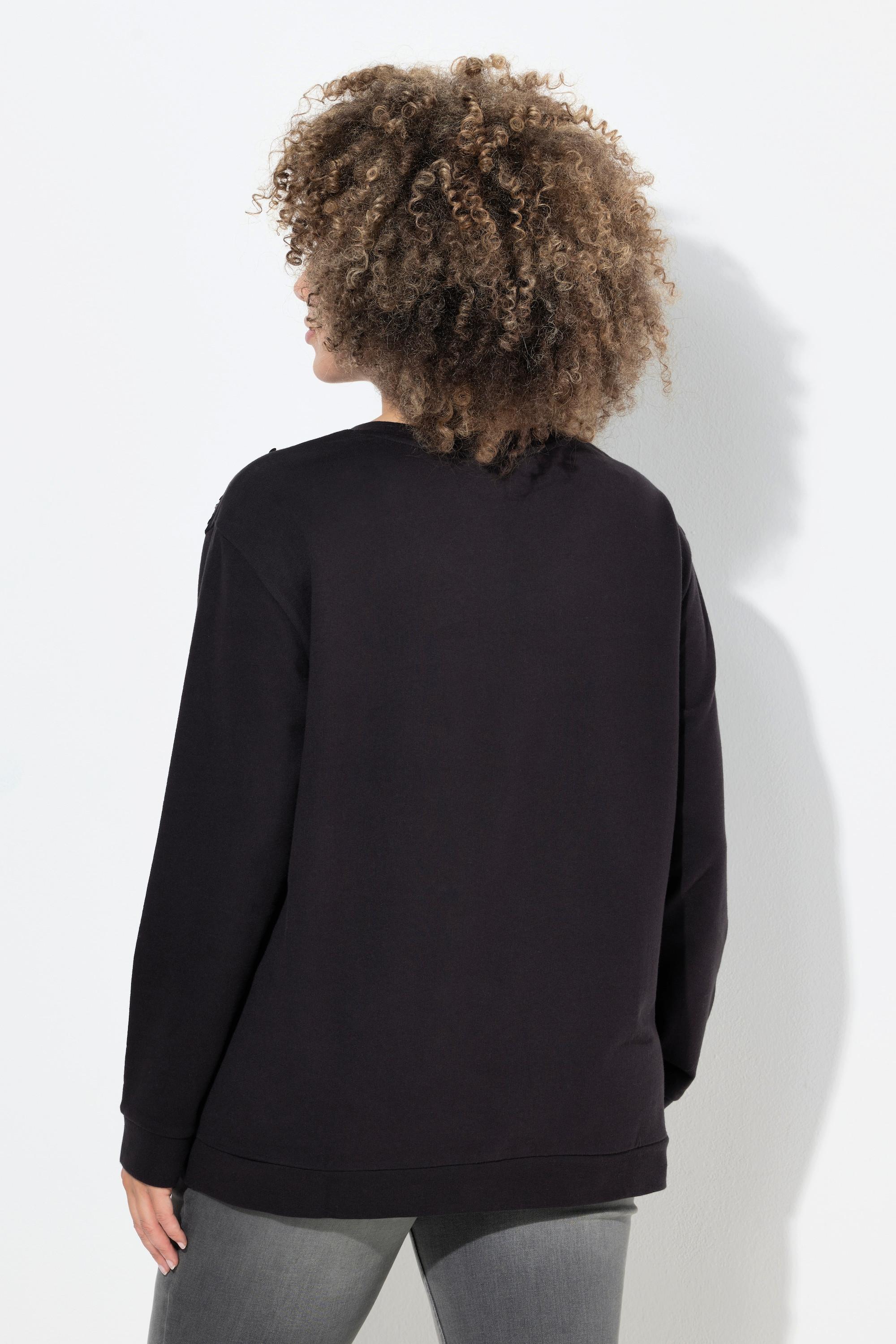 Ulla Popken Oversized Pailletten Rundhals Langarm Sweatshirt  