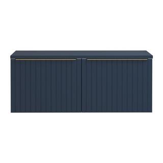 Vente-unique Mobile sotto lavabo sospeso scanalato 120 cm Blu - JOSEPHA  