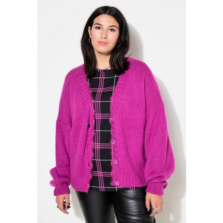 Studio Untold  Strickjacke, oversized, Spitzenkante, Langarm 