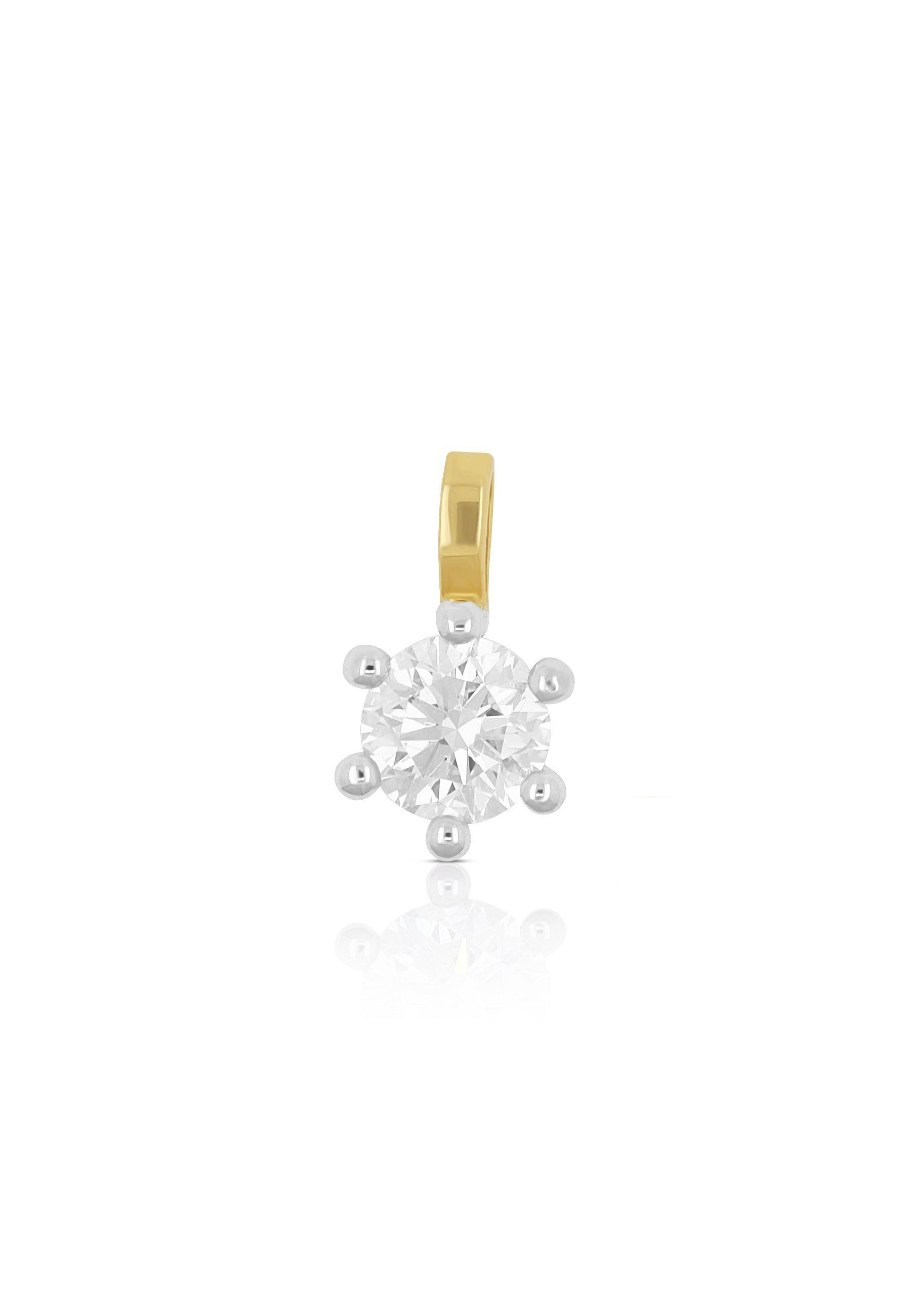 MUAU Schmuck  Solitär Anhänger 4-Griff-Fassung Gelbgold 750 Diamant 0.10ct. Fassung Weissgold 750, 7x4mm 