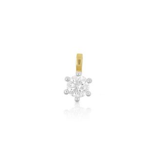 MUAU Schmuck  Solitär Anhänger 4-Griff-Fassung Gelbgold 750 Diamant 0.10ct. Fassung Weissgold 750, 7x4mm 