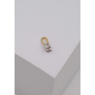 MUAU Schmuck  Solitär Anhänger 4-Griff-Fassung Gelbgold 750 Diamant 0.10ct. Fassung Weissgold 750, 7x4mm 