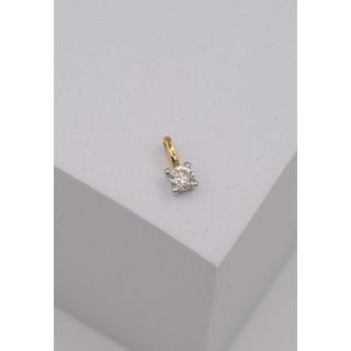 MUAU Schmuck  Solitär Anhänger 4-Griff-Fassung Gelbgold 750 Diamant 0.10ct. Fassung Weissgold 750, 7x4mm 