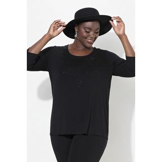 Ulla Popken  Shirt, Ziersteine, Classic, Rundhals, 3/4-Arm 