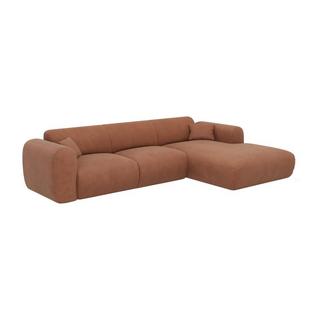 Maison Céphy Grand canapé d'angle droit en tissu texturé terracotta POGNI de Maison Céphy  