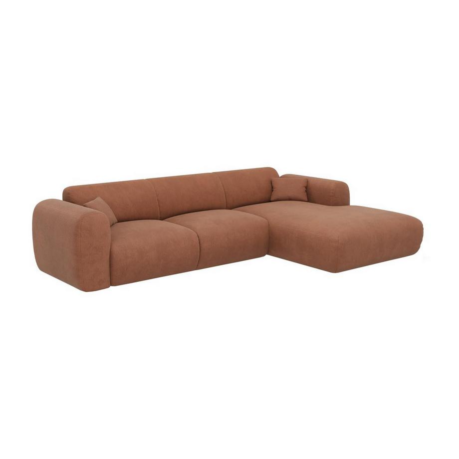 Maison Céphy Grand canapé d'angle droit en tissu texturé terracotta POGNI de Maison Céphy  