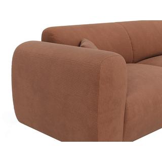 Maison Céphy Grand canapé d'angle droit en tissu texturé terracotta POGNI de Maison Céphy  