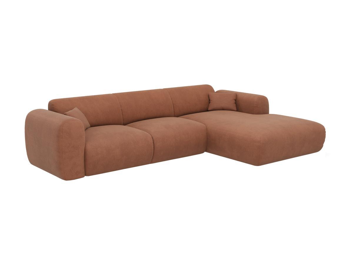 Maison Céphy Grand canapé d'angle droit en tissu texturé terracotta POGNI de Maison Céphy  