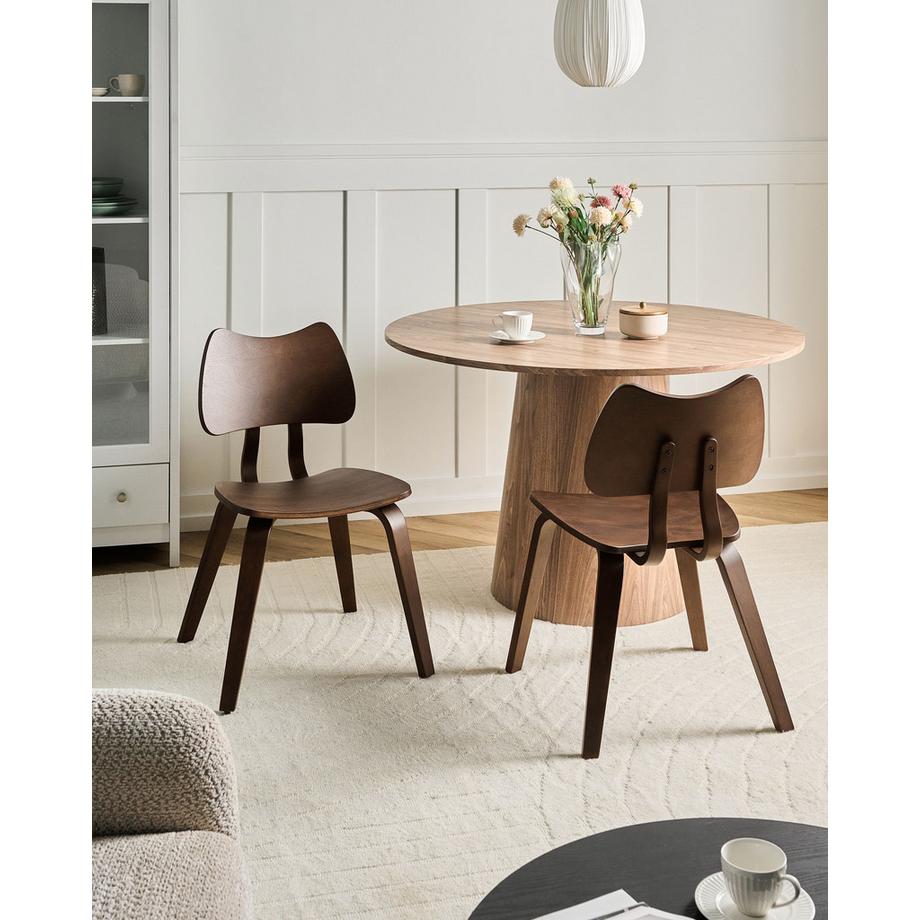 Beliani Esszimmerstuhl 2er Set aus Gummibaumholz  DIANA  
