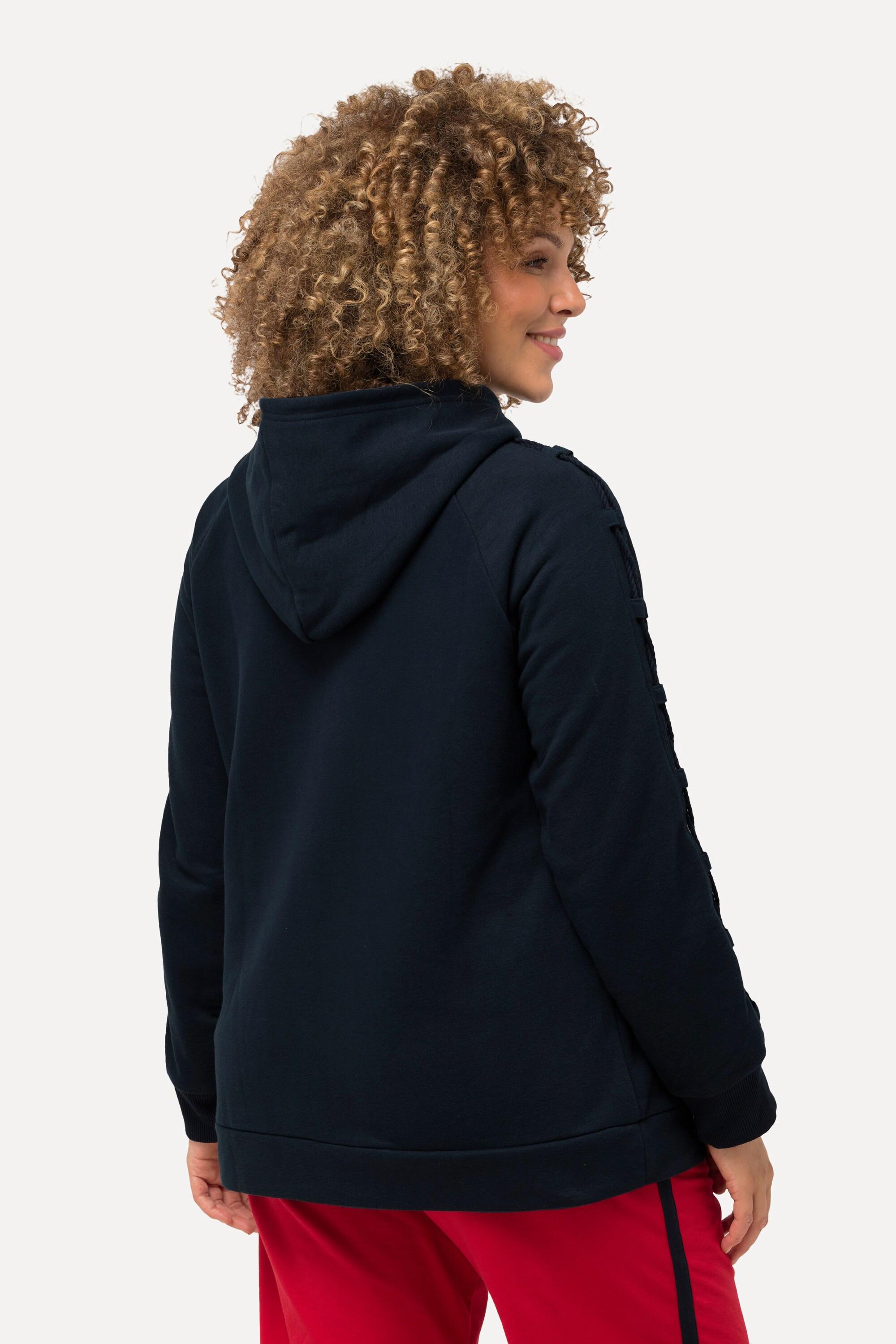 Ulla Popken  Hoodie-Jacke, Zierseil, Kapuze, Sweatjacke, Zipptaschen 