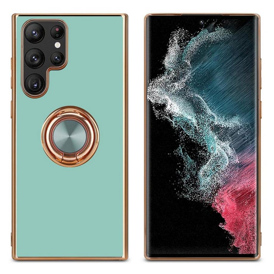 Cadorabo  Housse compatible avec Samsung Galaxy S22 ULTRA avec anneau - Coque de protection en silicone TPU flexible, avec protection pour appareil photo et support voiture magnétique 