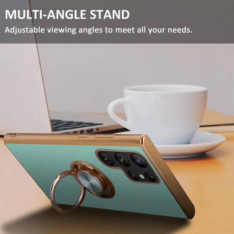 Cadorabo  Housse compatible avec Samsung Galaxy S22 ULTRA avec anneau - Coque de protection en silicone TPU flexible, avec protection pour appareil photo et support voiture magnétique 