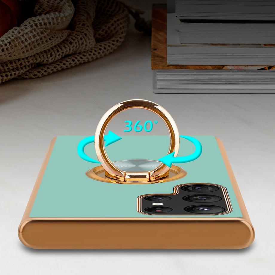 Cadorabo  Housse compatible avec Samsung Galaxy S22 ULTRA avec anneau - Coque de protection en silicone TPU flexible, avec protection pour appareil photo et support voiture magnétique 