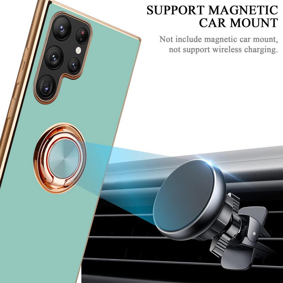 Cadorabo  Housse compatible avec Samsung Galaxy S22 ULTRA avec anneau - Coque de protection en silicone TPU flexible, avec protection pour appareil photo et support voiture magnétique 