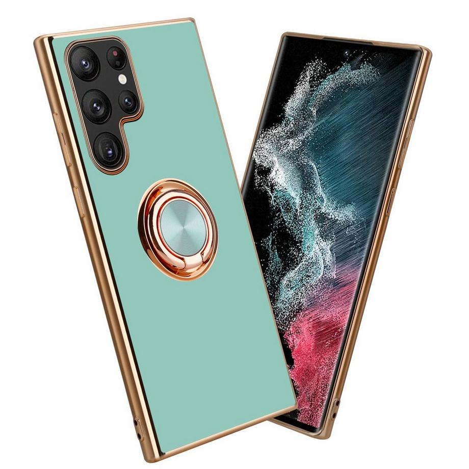 Cadorabo  Housse compatible avec Samsung Galaxy S22 ULTRA avec anneau - Coque de protection en silicone TPU flexible, avec protection pour appareil photo et support voiture magnétique 