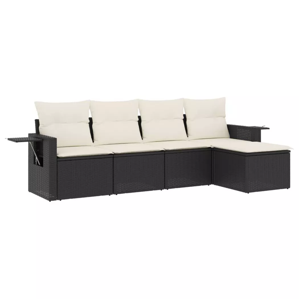 VidaXL - set divano da giardino Polirattan, One Size, Nero
