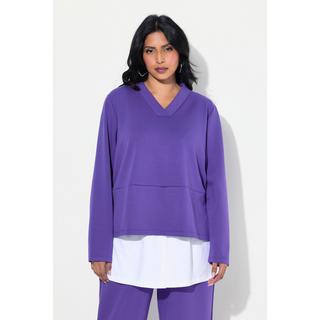 Ulla Popken Felpa Inserto Blusa Scollo a V Maniche Lunghe  