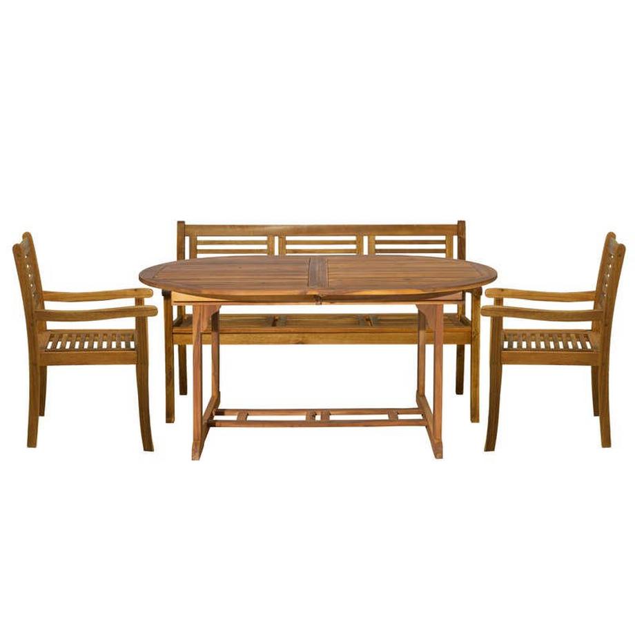 mutoni Dinette da giardino acacia allungabile (4 pezzi)  