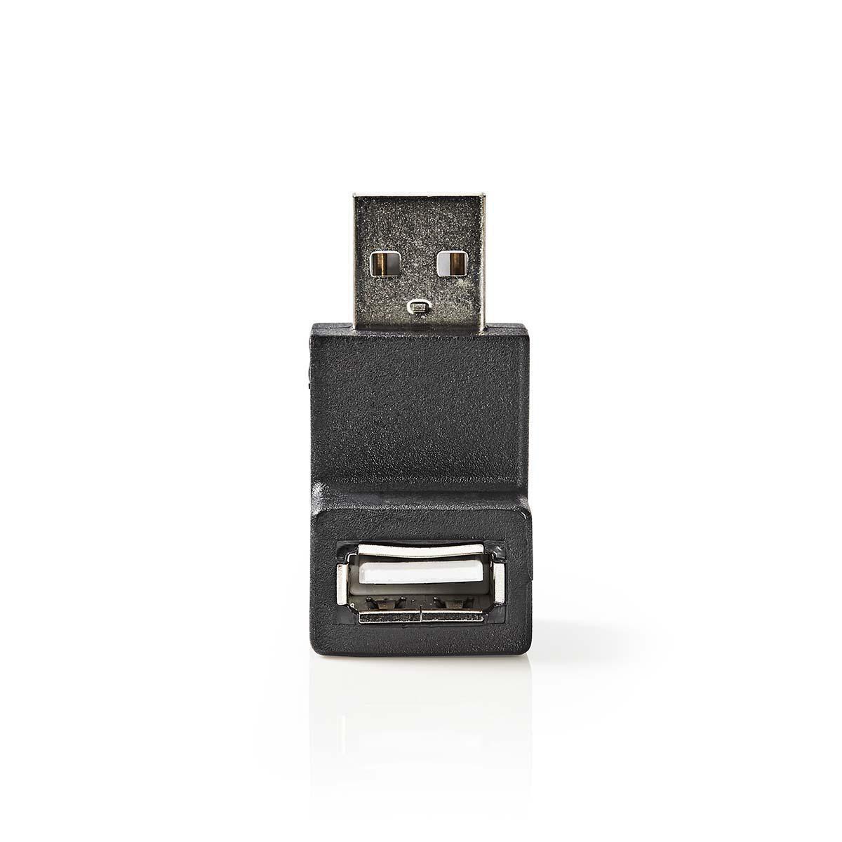 Nedis  USB-A Adapter | USB 2.0 | USB-A Stecker | USB-A Buchse | 480 Mbps | Rund | Vernickelt | PVC | Schwarz | Box 