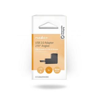 Nedis  USB-A Adapter | USB 2.0 | USB-A Stecker | USB-A Buchse | 480 Mbps | Rund | Vernickelt | PVC | Schwarz | Box 