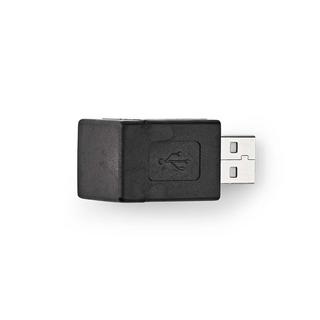 Nedis  USB-A Adapter | USB 2.0 | USB-A Stecker | USB-A Buchse | 480 Mbps | Rund | Vernickelt | PVC | Schwarz | Box 