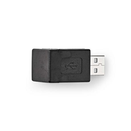 Nedis  USB-A Adapter | USB 2.0 | USB-A Stecker | USB-A Buchse | 480 Mbps | Rund | Vernickelt | PVC | Schwarz | Box 