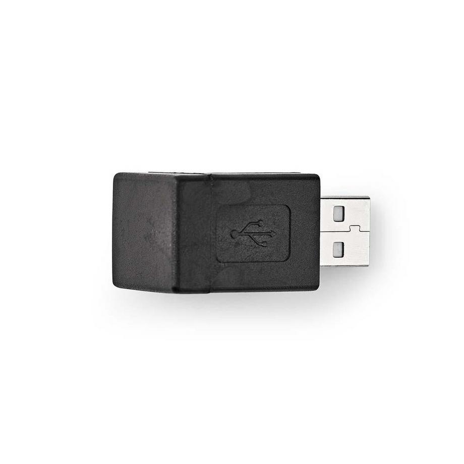 Adaptateur USB-A | USB 2.0 | USB-A mâle | USB-A femelle | 480 Mbps | Rond | Nickelé | PVC | Noir | Boîte