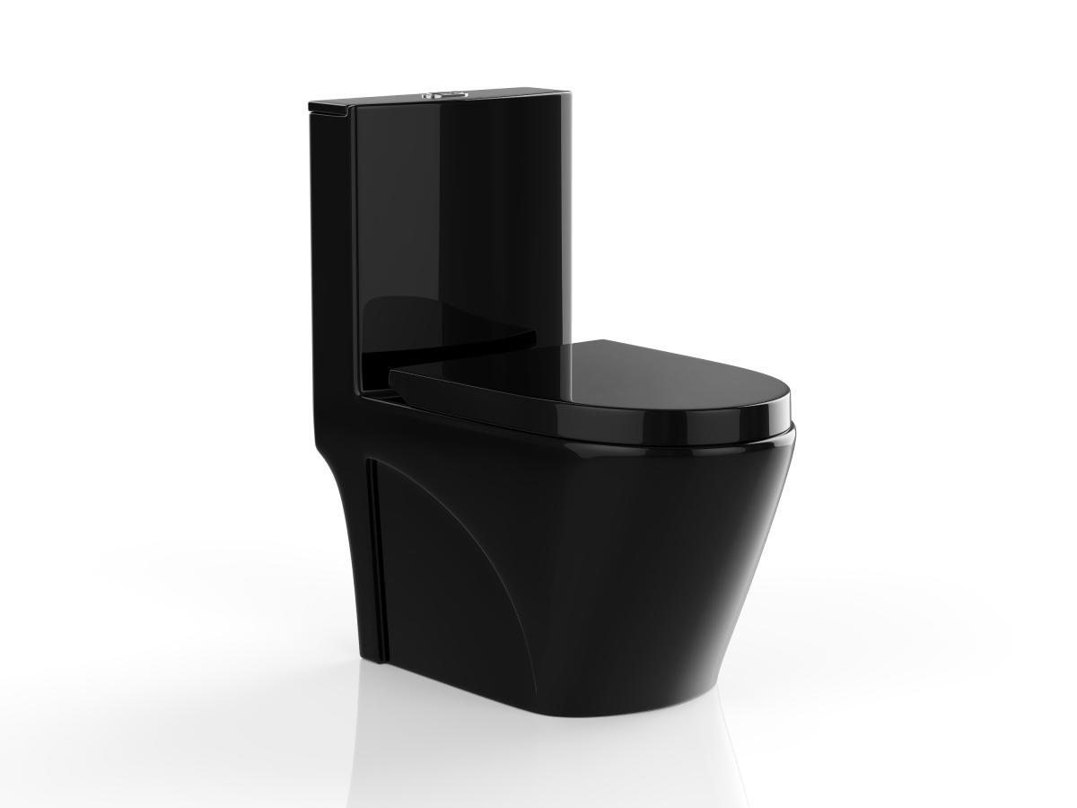 Vente-unique Stand-WC aus Keramik - Schwarz Hochglanz - NAGILAM  