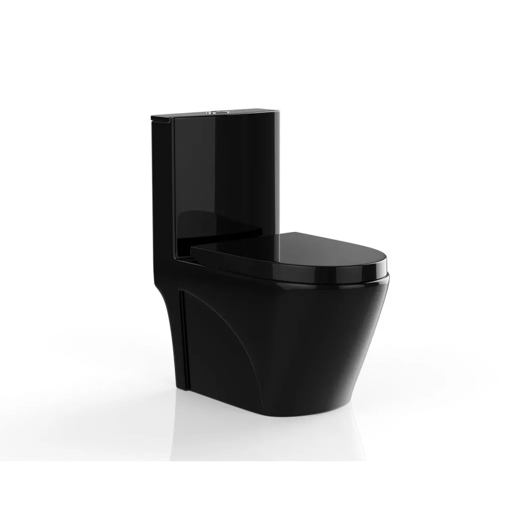 Vente-unique Gloss Black Ceramic Floor-Standing WC - Vertical Outlet - NAGILAM