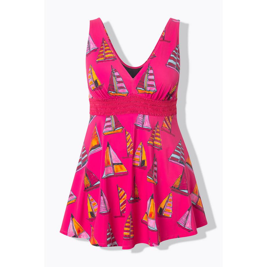 Ulla Popken Robe de Bain Motif Voiliers Bonnets Souples Recyclée  