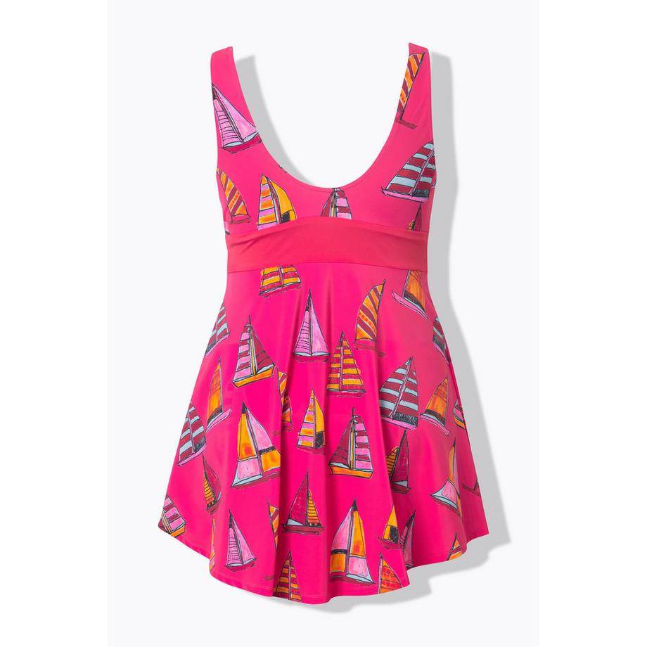 Ulla Popken Robe de Bain Motif Voiliers Bonnets Souples Recyclée  