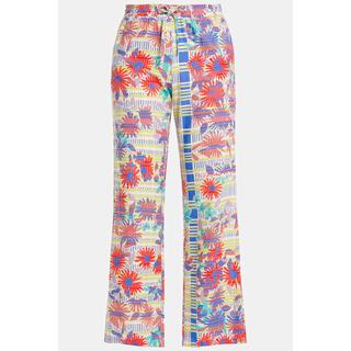 Ulla Popken  Pantaloni modello Rose in misto lino con taglio della gamba ampio e dritto e cintura elastica 