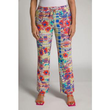 Pantaloni modello Rose in misto lino con taglio della gamba ampio e dritto e cintura elastica